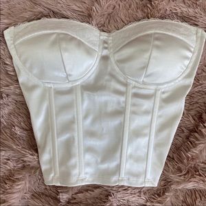 White satin corset top fits more like a small/med